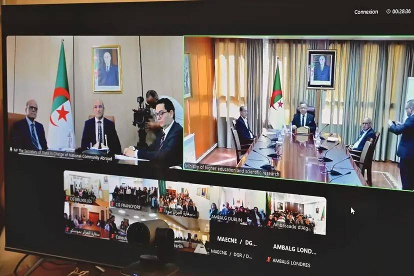 السيد شايب والسيد بداري يشرفان على لقاء افتراضي مع طلبة الجالية المقيمين بمنطقة أوروبا الشمالية
